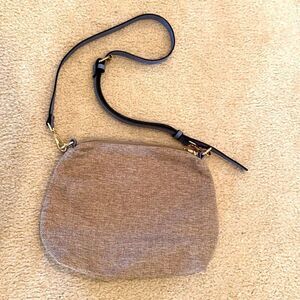 Brown Tweed Crossbody Bag Adjustable Blue Strap